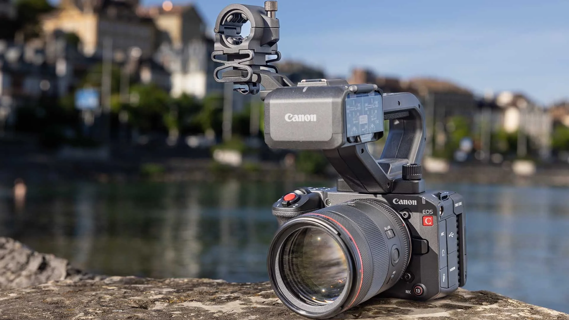 The Canon EOS C50 with it detachable handle unit.